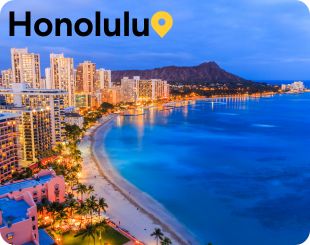 Waikiki beach and Diamond Head at dusk 